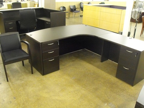 New Office Desks Cherryman Amber black bowfront