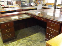 Office Desks Used Walnut L-desk w/glass top